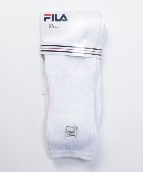 FILA socks Ladies(フィラ　ソックス　レディース)/Fボックスロゴ カラーソックス レディース/ホワイト