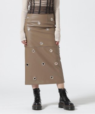 RoyalFlash/PRANK PROJECT/Eyelet Vegan Leather Skirt/505963255