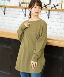 ad thie(アドティエ)/オーバーサイズシンプルロングTシャツ/カーキ