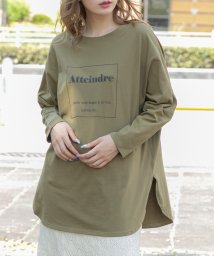 ad thie(アドティエ)/ロゴプリント オーバーサイズTシャツ/カーキ