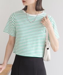 ad thie/シンプル無地 ボーダー ショート丈ミニTシャツ/505938003