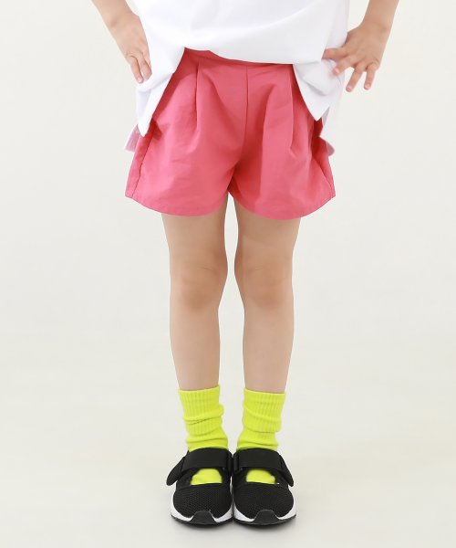devirock(デビロック)/水はじく ナイロン タックショートパンツ(水陸両用) 子供服 キッズ 女の子 ボトムス ハーフパンツ ショートパンツ /ピンク