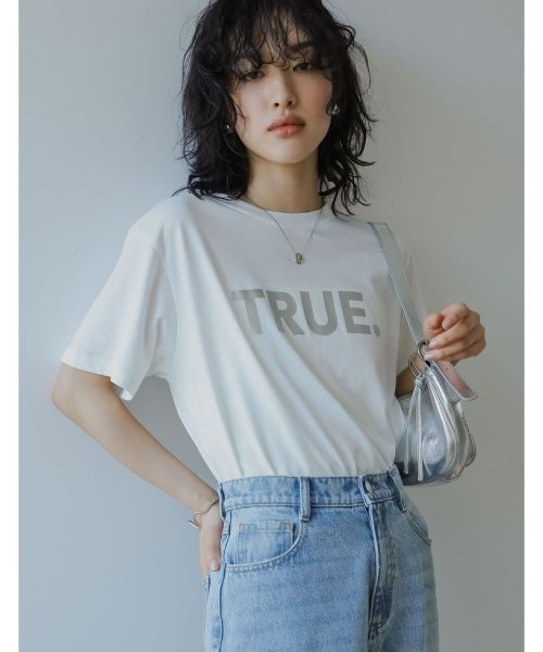 Re:EDIT(リエディ)/[2024SS COLLECTION]TRUEメタリックロゴプリントTシャツ/ホワイト