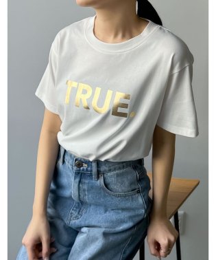Re:EDIT/[2024SS COLLECTION]TRUEメタリックロゴプリントTシャツ/505970199