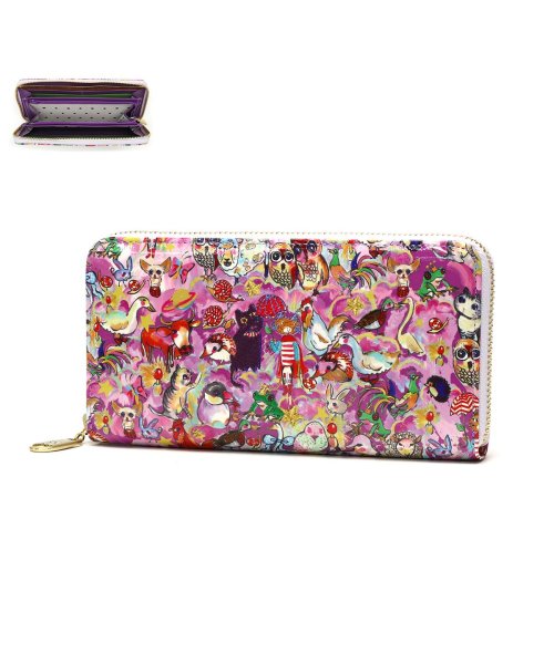 ツモリチサト 長財布 tsumori chisato CARRY 財布 ウォレット ラウンドファスナー 猫 レザー 日本製 森のどうぶつたち 57722 