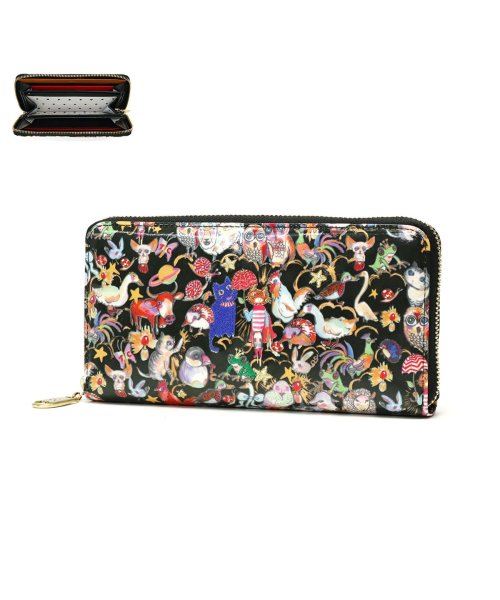 ツモリチサト 長財布 tsumori chisato CARRY 財布 ウォレット ラウンドファスナー 猫 レザー 日本製 森のどうぶつたち 57722 