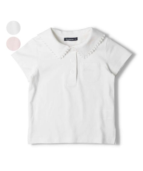 moujonjon(ムージョンジョン)/【子供服】 moujonjon (ムージョンジョン) レース付きセーラーカラー半袖Tシャツ 80cm～140cm M42500/ホワイト