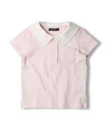 moujonjon(ムージョンジョン)/【子供服】 moujonjon (ムージョンジョン) レース付きセーラーカラー半袖Tシャツ 80cm～140cm M42500/ピンク