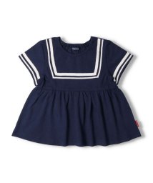 moujonjon(ムージョンジョン)/【子供服】 moujonjon (ムージョンジョン) ライン入りセーラーデザイン半袖Tシャツ 80cm～140cm M42801/ネイビー