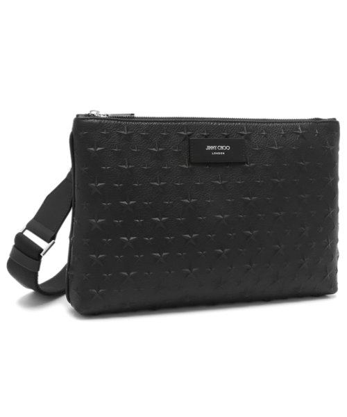 ジミーチュウ レザー クラッチバッグ レザー ブルー×ブラック スタッズ  