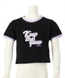 ANAP KIDS(アナップキッズ)/オーロラ ワッペン リンガー Tシャツ/ブラック