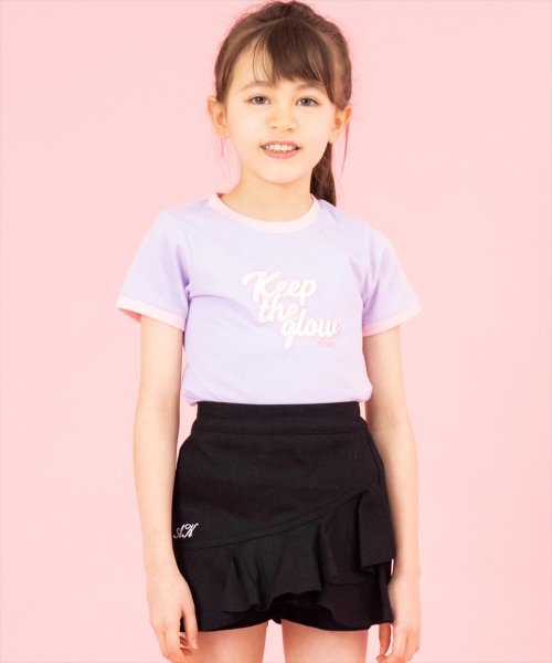 ANAP KIDS(アナップキッズ)/オーロラ ワッペン リンガー Tシャツ/ラベンダー