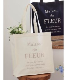 Maison de FLEUR(メゾンドフルール)/ブランドロゴ刺繍スクエアトートバッグ/アイボリー