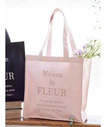 Maison de FLEUR(メゾンドフルール)/ブランドロゴ刺繍スクエアトートバッグ/ピンク