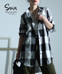 Sawa a la mode(サワアラモード)/レディース 大人 上品 カジュアルスタイルの王道チェック柄シャツチュニック/ブラック