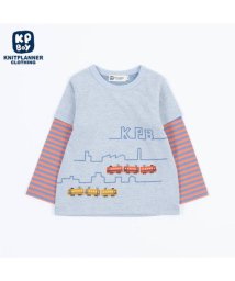 KP BOY/KPBOY(ケーピーボーイ)ボーダーレイヤード風電車柄長袖Tシャツ(80～90)/505920617