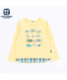 KP BOY/KPBOY(ケーピーボーイ)マドラスチェック裾切り替え乗り物長袖Tシャツ(100～130)/505920667