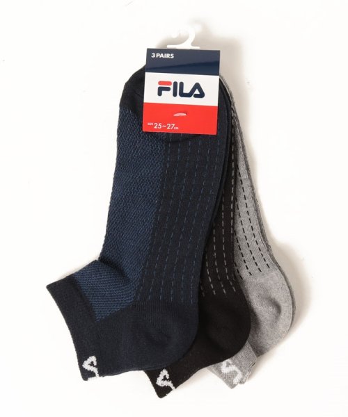 FILA socks Mens(フィラ　ソックス　メンズ)/スパイラル柄 アンクルソックス 3足組 メンズ/その他1