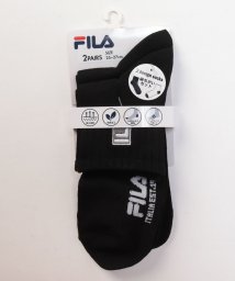 FILA socks Mens(フィラ　ソックス　メンズ)/アーチフィット リブショートソックス 2足組 メンズ/ブラック