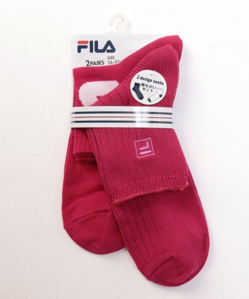 FILA socks Mens(フィラ　ソックス　メンズ)/カラーリブショートソックス 2足組 メンズ/ピンク
