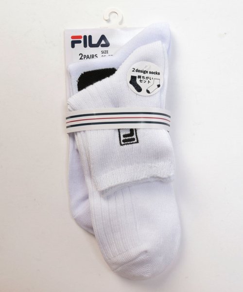 FILA socks Mens(フィラ　ソックス　メンズ)/カラーリブショートソックス 2足組 メンズ/ホワイト