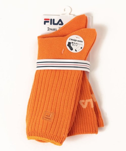 FILA socks Mens(フィラ　ソックス　メンズ)/ロゴ カラーソックス 2足組 メンズ/オレンジ
