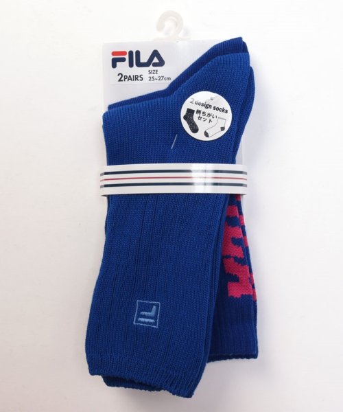 FILA socks Mens(フィラ　ソックス　メンズ)/ロゴ カラーソックス 2足組 メンズ/インクブルー