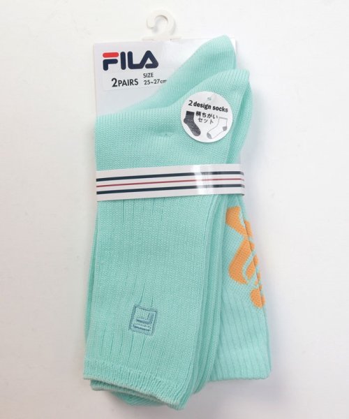 FILA socks Mens(フィラ　ソックス　メンズ)/ロゴ カラーソックス 2足組 メンズ/サックス