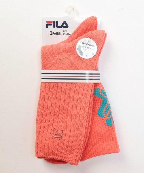 FILA socks Mens(フィラ　ソックス　メンズ)/ロゴ カラーソックス 2足組 メンズ/ピンク