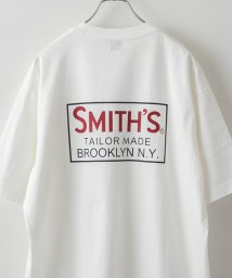 coen(coen)/SMITH’S（スミス）別注ロゴプリントポケットTシャツ/WHITE