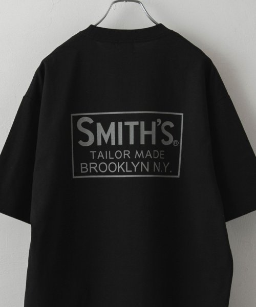 coen(coen)/SMITH’S（スミス）別注ロゴプリントポケットTシャツ/BLACK