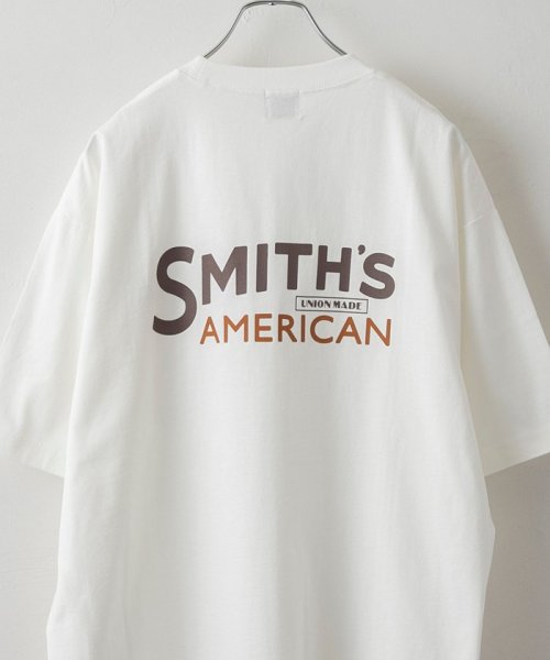 coen(coen)/SMITH’S（スミス）別注ロゴプリントTシャツ/WHITE