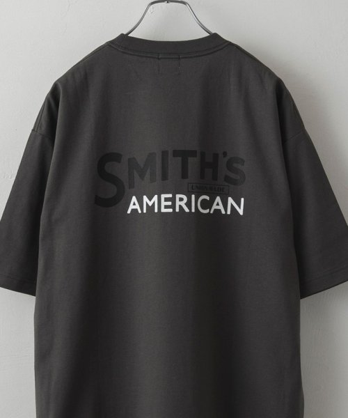 coen(coen)/SMITH’S（スミス）別注ロゴプリントTシャツ/DK.GRAY