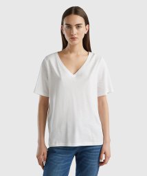 BENETTON (women)(ベネトン（レディース）)/Vネック半袖Tシャツ・カットソー/ホワイト