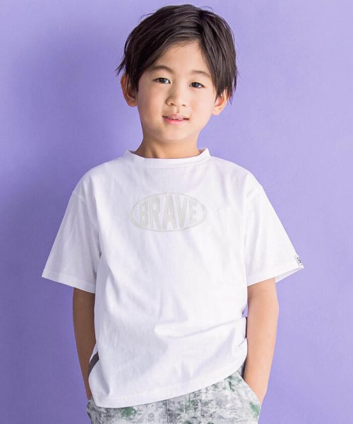 BeBe Petits Pois Vert(ベベ プチ ポワ ヴェール)/天竺スポーティロゴTシャツ(95~150cm)/ホワイト