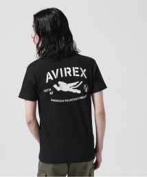 AVIREX(AVIREX)/《WEB&DEPOT限定》MINI WAFFLE CREWNECK T－SHIRT / ミニワッフル クルーネック Tシャツ / AVIRE/ブラック