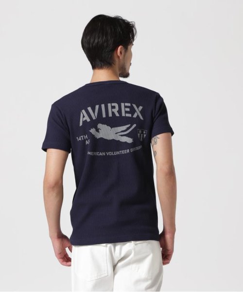 AVIREX(AVIREX)/《WEB&DEPOT限定》MINI WAFFLE CREWNECK T－SHIRT / ミニワッフル クルーネック Tシャツ / AVIRE/ネイビー