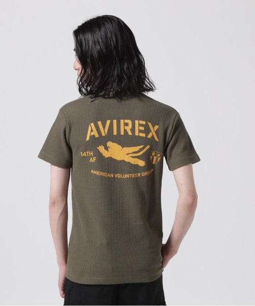 AVIREX(AVIREX)/《WEB&DEPOT限定》MINI WAFFLE CREWNECK T－SHIRT / ミニワッフル クルーネック Tシャツ / AVIRE/オリーブ