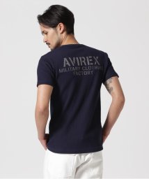 AVIREX(AVIREX)/《WEB&DEPOT限定》MINI WAFFLE V NECK T－SHIRT / ミニワッフル Vネック Tシャツ / AVIREX/ネイビー