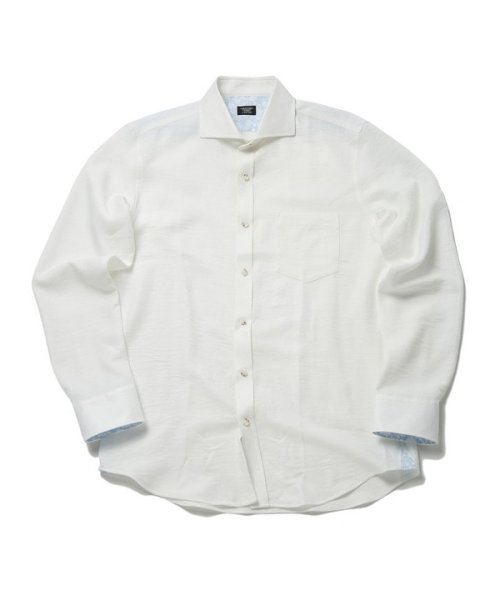 CROWDED CLOSET(クラウデッドクローゼット)/メランジポリエステルホリゾンタルカラーシャツ/ホワイト