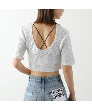 GANNI/GANNI トップス Cotton Poplin O neck Cropped Smock Top/505975240