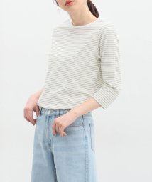 Honeys(ハニーズ)/７分オーガニックボーダーＴ Tシャツ 半端袖 長袖 レディース カットソー ロンT /オフホワイト系2