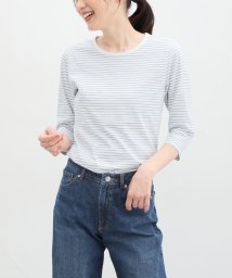 Honeys(ハニーズ)/７分オーガニックボーダーＴ Tシャツ 半端袖 長袖 レディース カットソー ロンT /オフホワイト系3