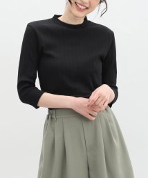 Honeys(ハニーズ)/７分袖ハイネックＴシャツ トップス カットソー 半端袖 長袖 ハイネック 春 /ブラック