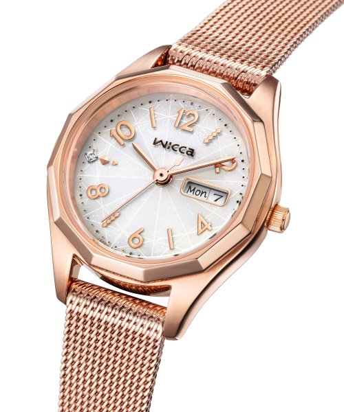 wicca ウィッカ ソーラーテック デイ＆デイトモデル ピンクゴールド  