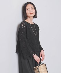 UNITED ARROWS(ユナイテッドアローズ)/クロシェ風 エンブロイダリー ニット プルオーバー/BLACK