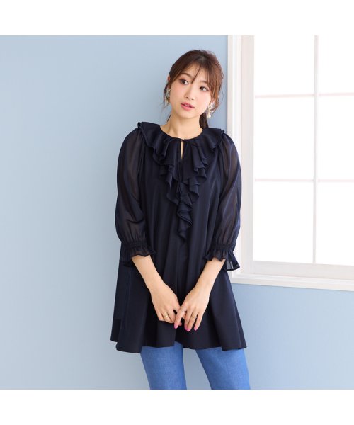 フリルカラーブラウス 