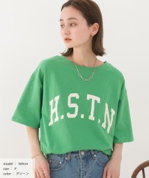 ad thie/アドティエ ad thie 【ドラマ着用】H.S.T.N カレッジロゴ プリント Tシャツ ラウンド スリット チュニック ゆったり ビックTシャツ サイド ス/505976005