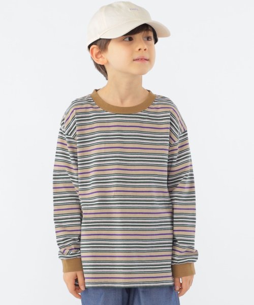 SHIPS KIDS(シップスキッズ)/SHIPS KIDS:100～130cm / マルチ ボーダー 長袖 TEE/ベージュ