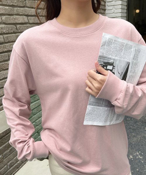 ad thie(アドティエ)/シンプル長袖Tシャツ/ピンク